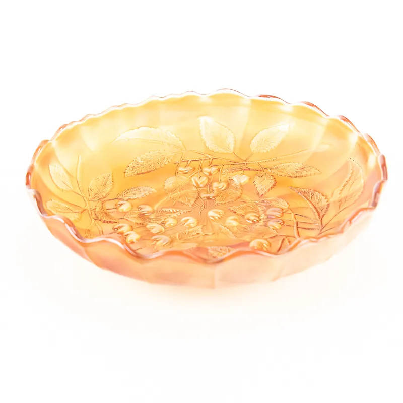 Carnival Glass: Millersburg Hanging Cherries Bowl from auction in Union, Illinois — image 3