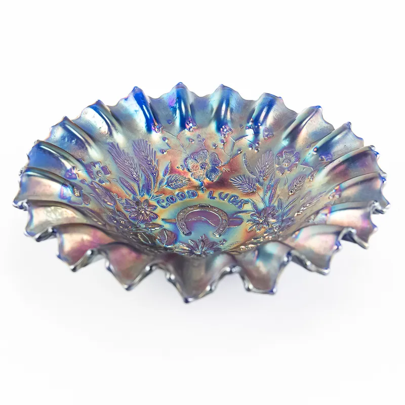 Carnival Glass: Northwood Good Luck Bowl from auction in Union, Illinois — image 4