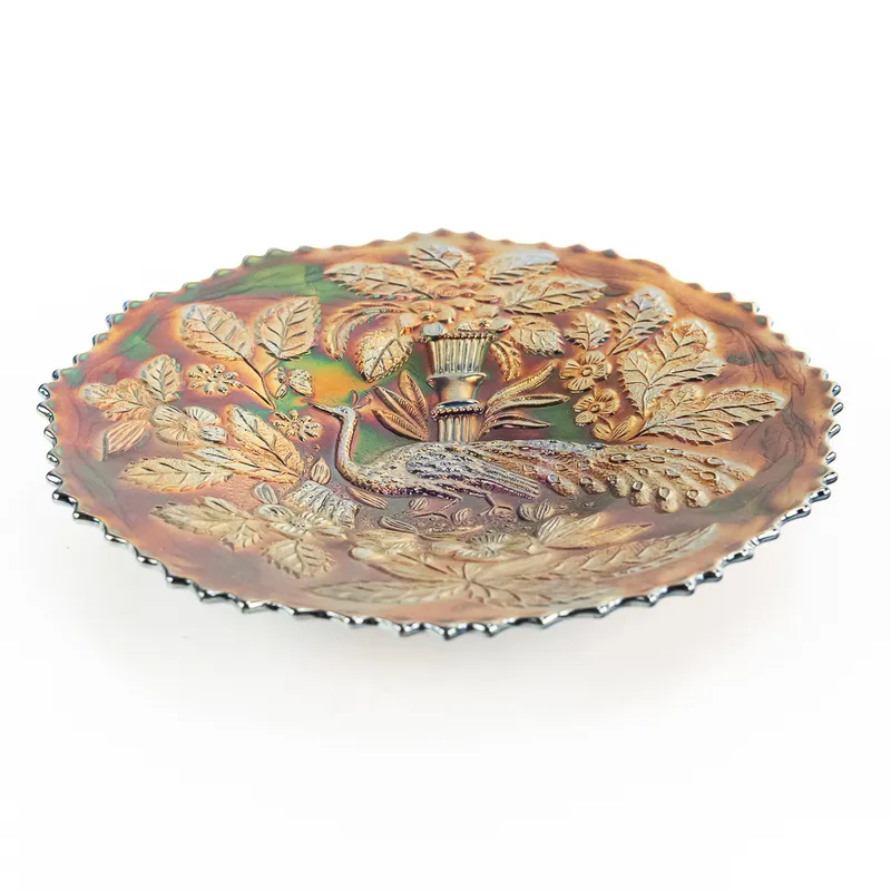 Carnival Glass: Fenton Peacock and Urn Plate from auction in Union, Illinois — image 13