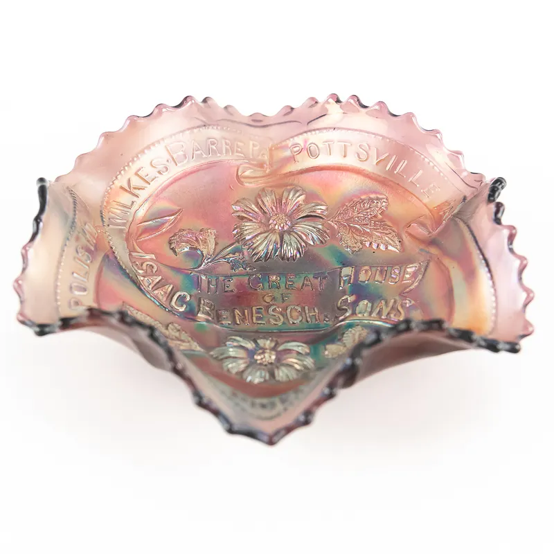 Carnival Millersburg Isaac Benesch Ruffled Bowl from auction in Union, Illinois — image 19
