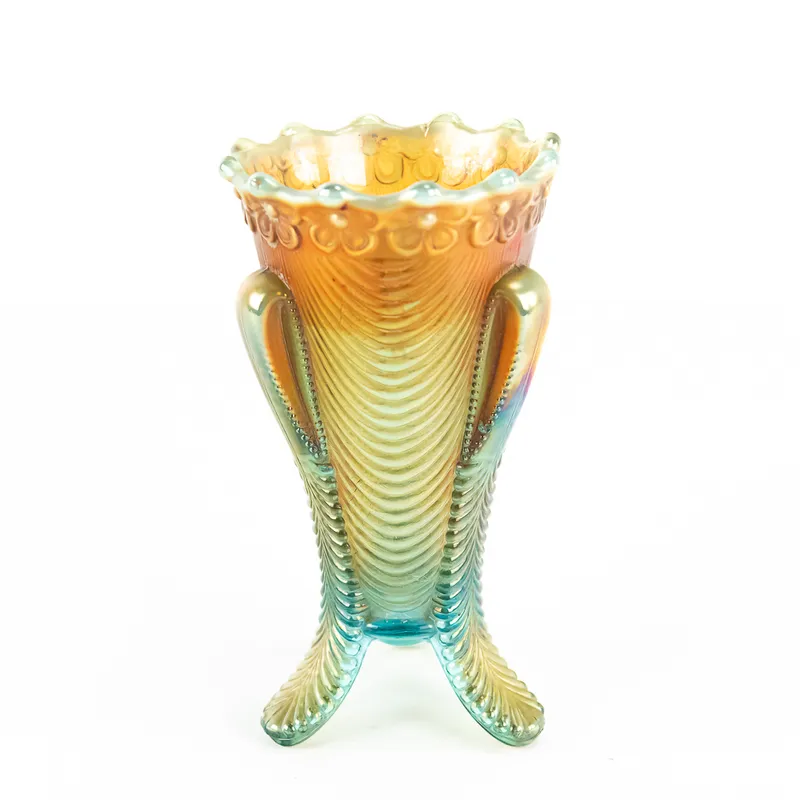 Carnival Glass: Northwood Daisy & Drape Ftd Vase from auction in Union, Illinois — image 27