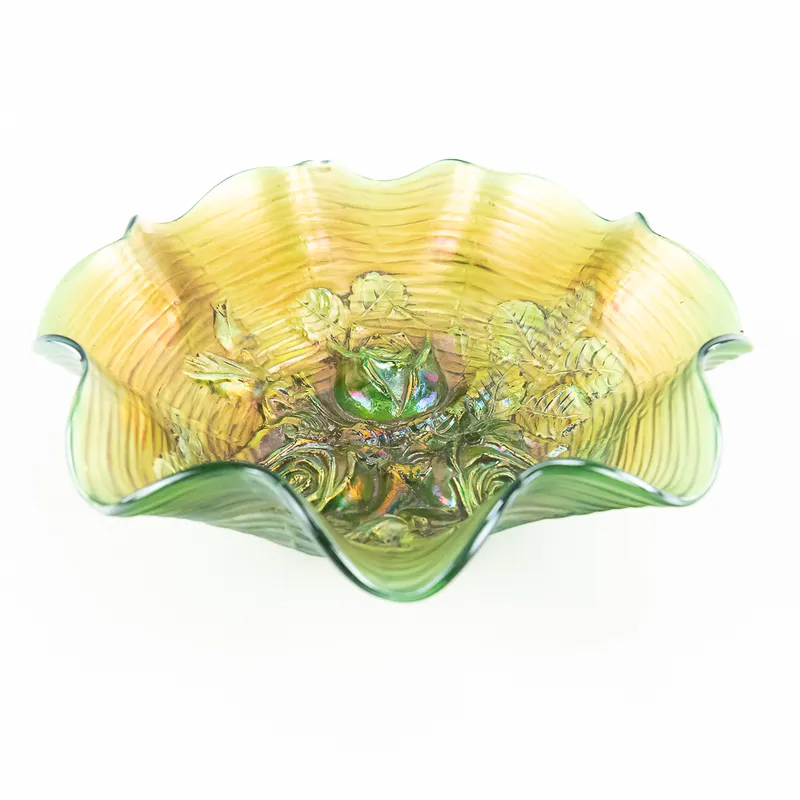 Carnival Glass: Northwood Rose Show Ruffled Bowl from auction in Union, Illinois — image 26