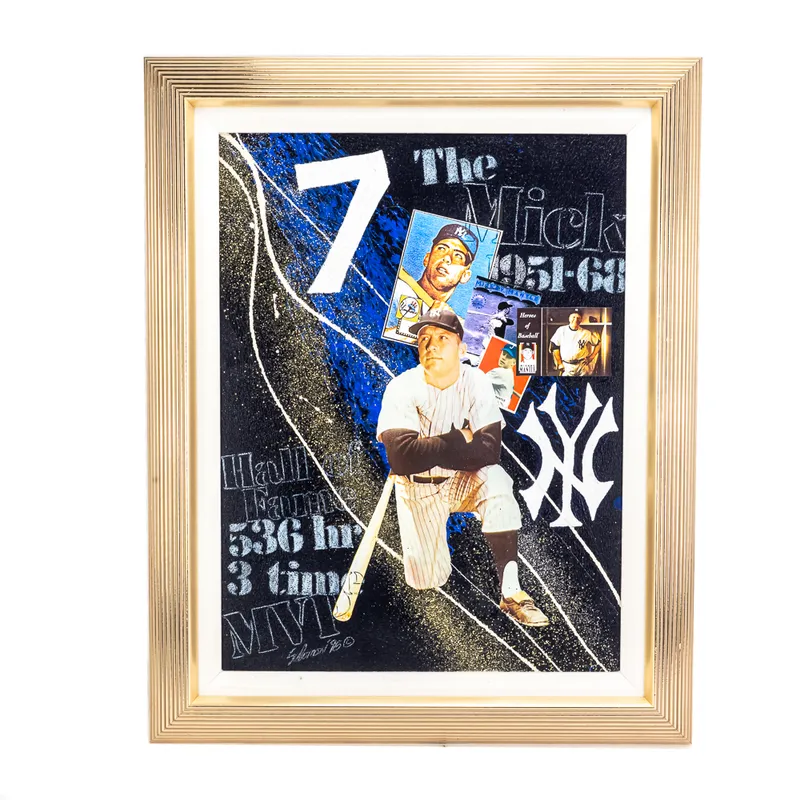 Framed Mickey Mantle Collage by Tom Salomon from auction in Union, Illinois — image 5