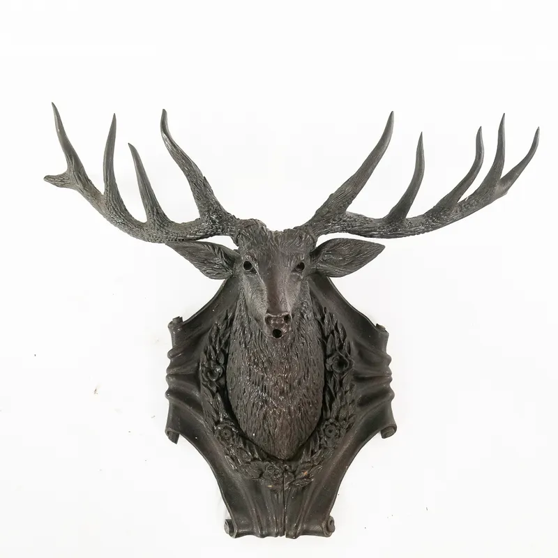 Carved Wood Black Forest Stag Head from auction in Union, Illinois — image 2