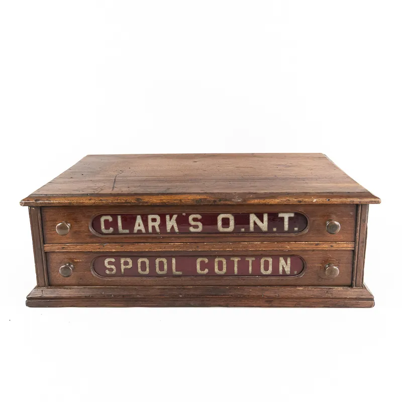 Antique Clark's 2-Drawer Spool Display Cabinet from auction in Union, Illinois — image 35