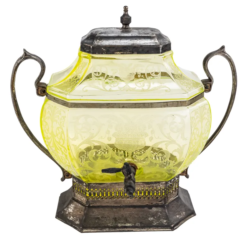 Cambridge Vaseline Glass Beverage Dispenser from auction in Union, Illinois — image 46
