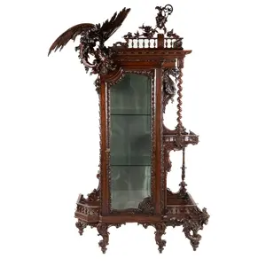 Ornately Hand-Carved Dragon Cabinet w/Shelves