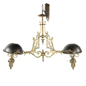 Large Brass 2 Arm Bar / Pool Table Light Fixture