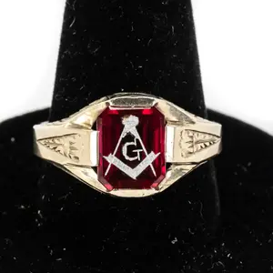 14k White Gold Masonic Blue Lodge Signet Ring