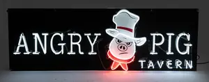 Vintage 72" Angry Pig Tavern SS Neon