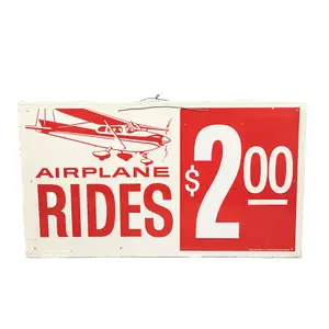 Vintage "Airplane Rides $2.00" Metal Ad Sign