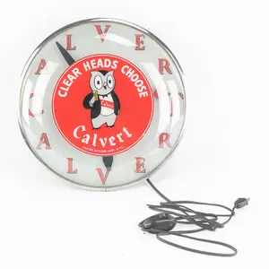 Vintage Calvert Whiskey Lighted Advertising Clock