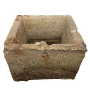 Chiseled Stone Fountain Basin & Concrete Frog