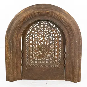 Antique Cast Iron Arched Fireplace Frame & Cover