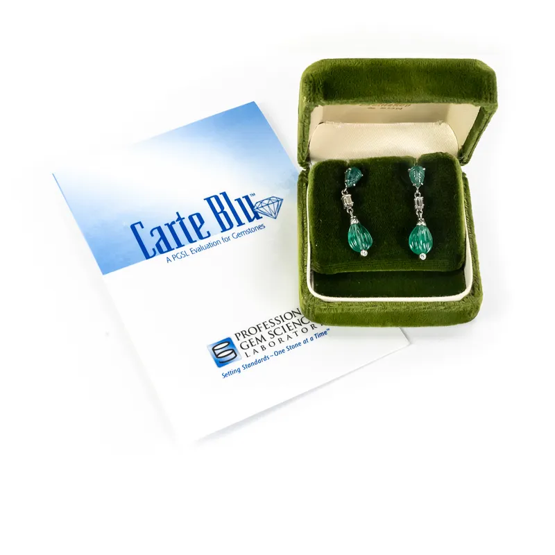 14K Gold Natural Emerald Earrings Pair from auction in Union, Illinois — image 3