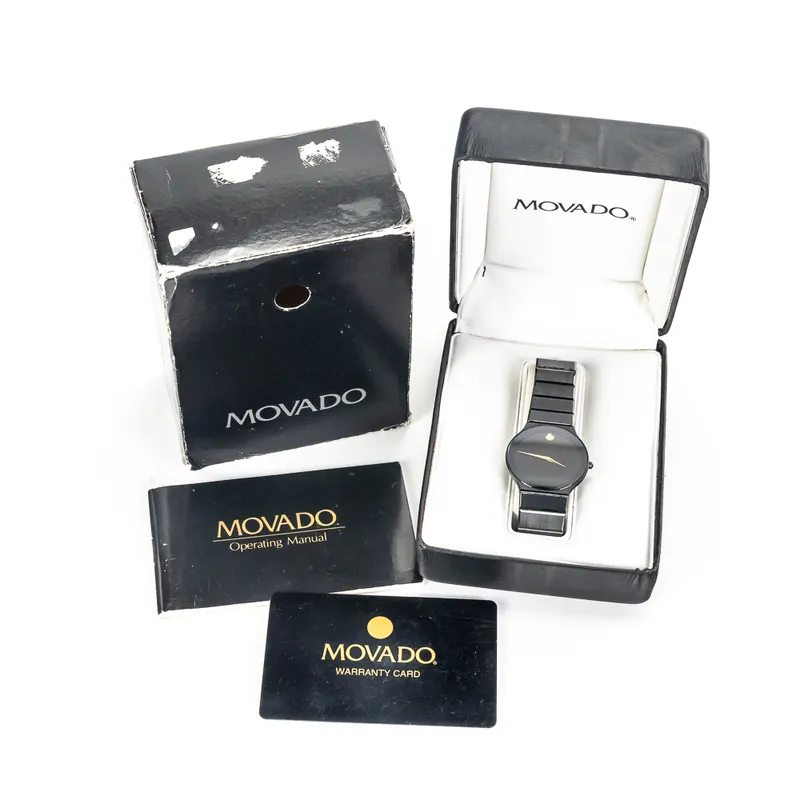 Movado Museum Ultra Thin Black Sapphire 84-40-880A from auction in Union, Illinois — image 7