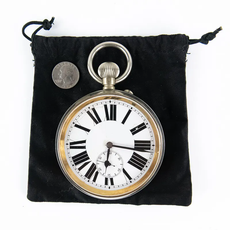 Goliath Open Face Pocket Watch w Argentan Case from auction in Union, Illinois — image 8
