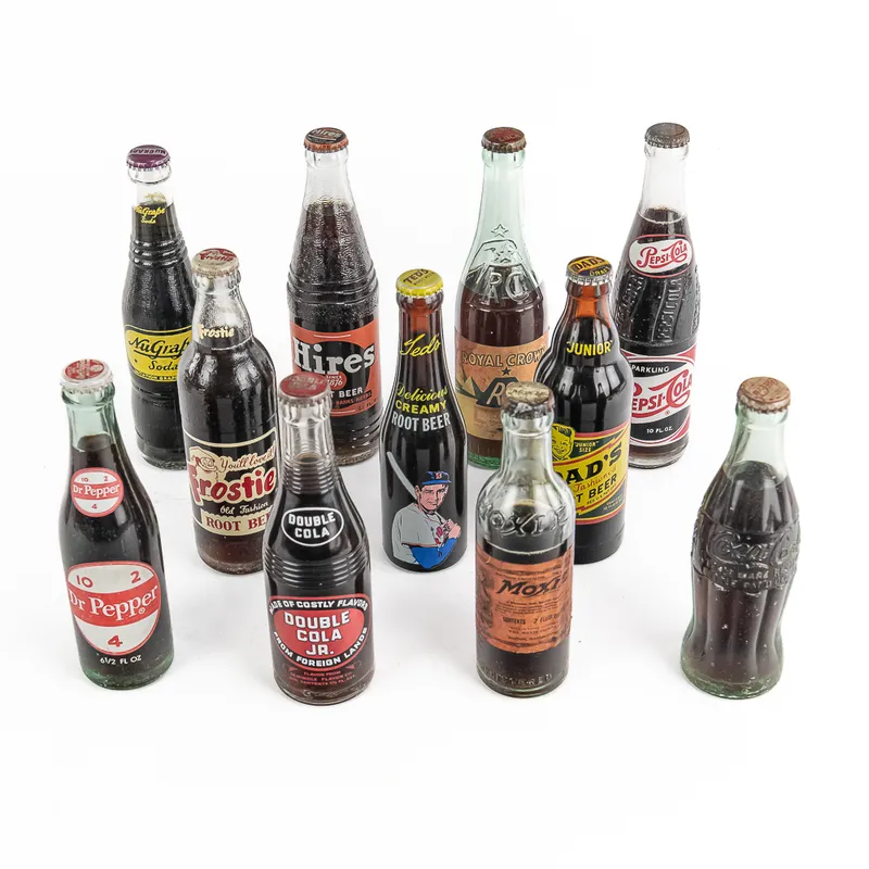 (11) Vintage Soda Pop Glass Bottle Assortment from auction in Union, Illinois — image 25
