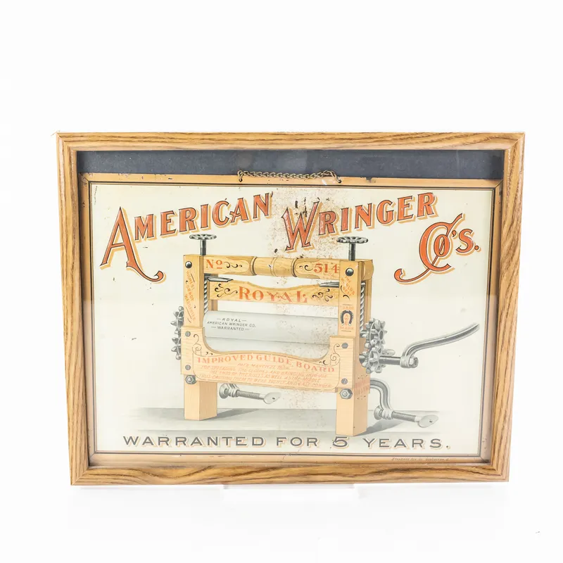Antique American Wringer Co Embossed Metal Sign from auction in Union, Illinois — image 33