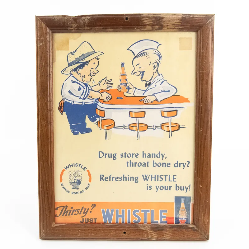 Framed 1941 Whistle Soda Cardstock Advertisment from auction in Union, Illinois — image 32