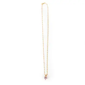 16" 14K Necklace w 10K Pink Topaz Heart Pendant