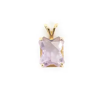 Ladies 14K Yellow Gold Pink Amethyst Pendant