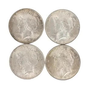 (4) 1922 Peace Silver Dollars