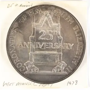 Elizabeth II Coronation 25th Ann. Sterling Medal