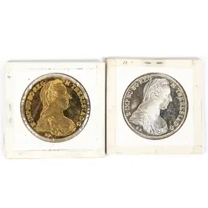 1780 Gold Plate & Silver Proof Maria Thaler Coins