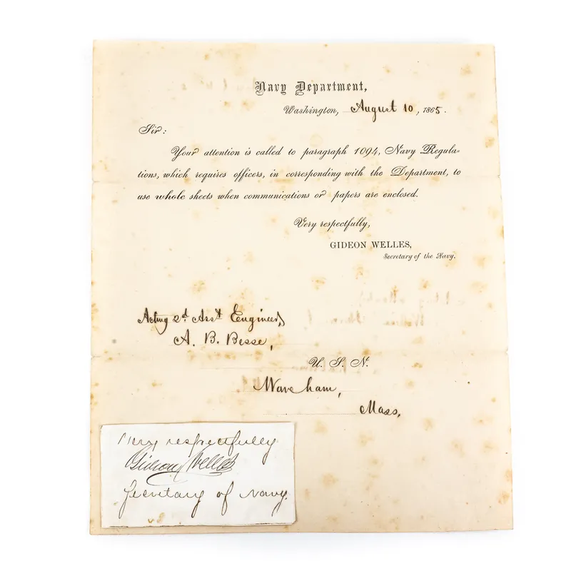 1865 Gideon Welles Navy Dept. Letter and Cut Sig from auction in Union, Illinois — image 46