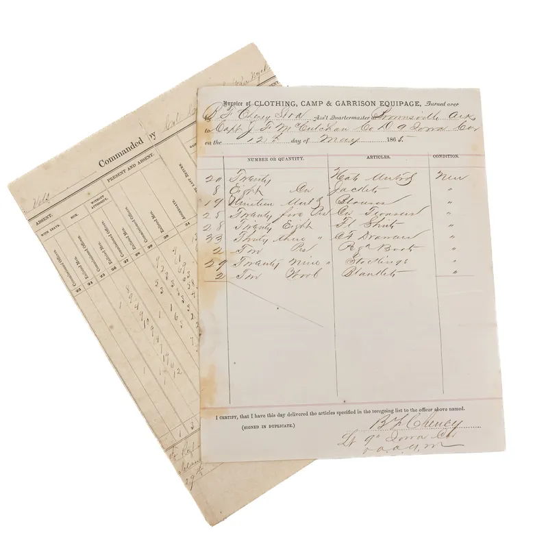 CW Clothing Invoice & Morning Report 56NY, 9th IA from auction in Union, Illinois — image 44