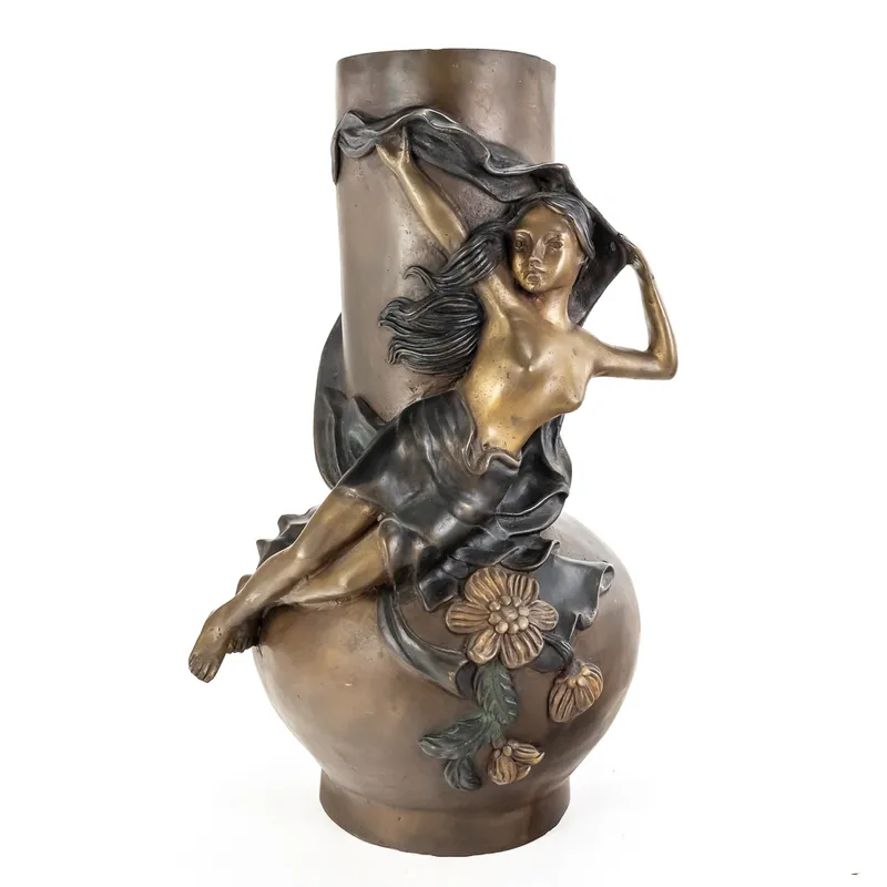 Art Nouveau-Style Bronze Sculpture Vase from auction in Union, Illinois — image 10