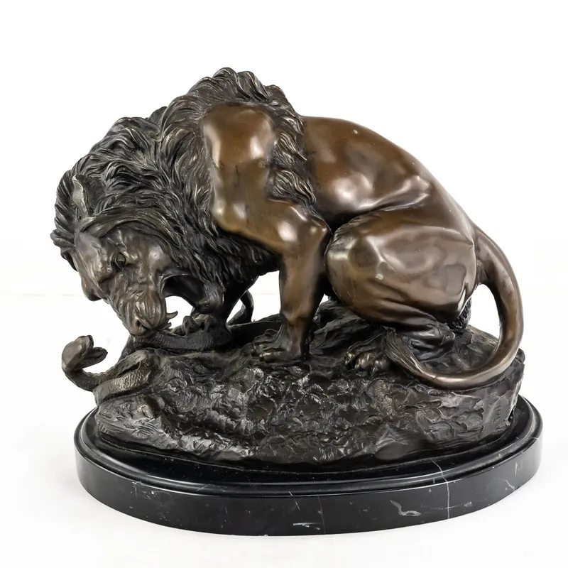 "Lion and Serpent" Bronze Sculpture from auction in Union, Illinois — image 11