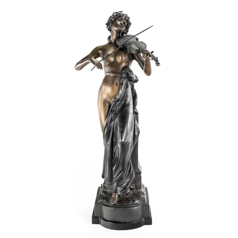 Large "La Musique" Female Violinist Bronze Statue from auction in Union, Illinois — image 9