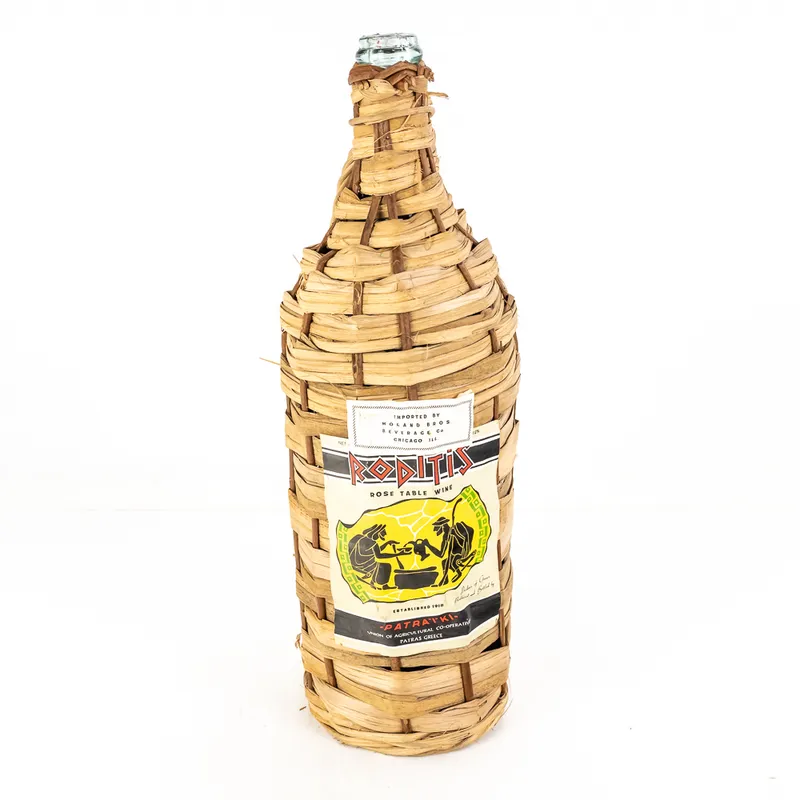 Vintage Roditis Wicker-Wrapped Glass Bottle from auction in Union, Illinois — image 27