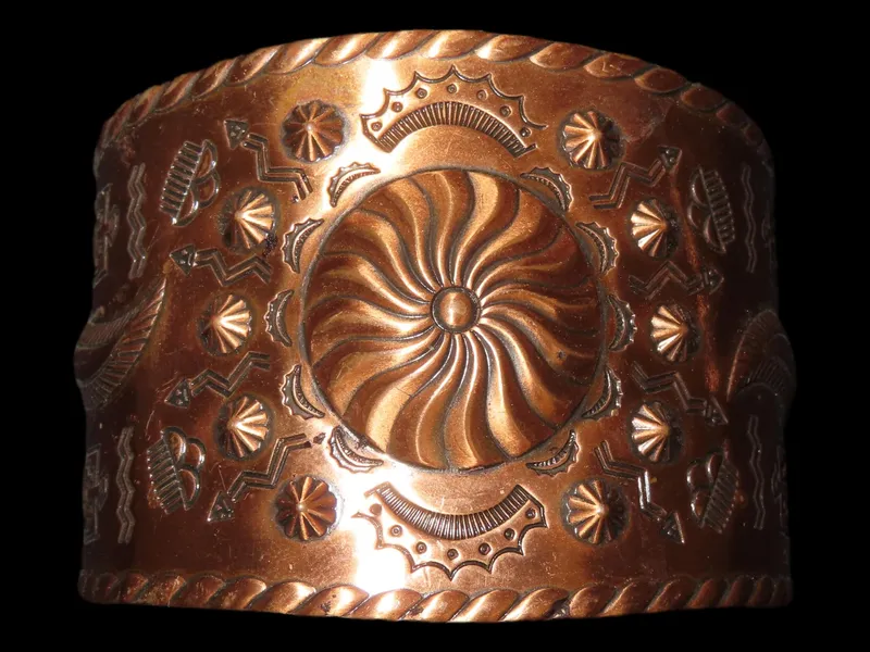 2 1/2" Native American Copper Cuff Bracelet from auction in Quincy, Illinois — image 16