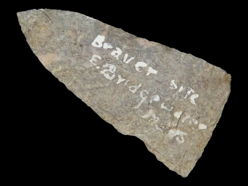 1 7/8" Clarksville Point, Gray Rhyolite, Found 1920-1930, Marvin Farm/Beaver Site, Attleboro, Massachusetts, Ex. Peter Engstrom, Ex. Dr. Robbins Collection from auction in Quincy, Illinois — image 36