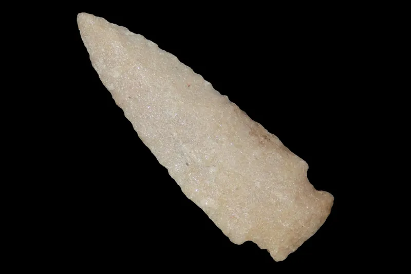 3 3/4" Hixton Quartz Archaic Point, Central Wisconsin from auction in Quincy, Illinois — image 48