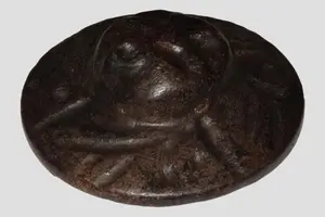 3 3/8" Hongshan Culture Black Magnetic Flying Saucer / UFO, Reported Meteorite