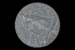 WWII German Tinnie Badge, May Day 1939, Maker's Mark on Reverse