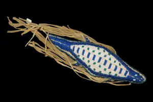 9" Antique Native American Beaded Lizard-Style Fetish, Likely Plains Culture, Possibly Lakota or Sioux