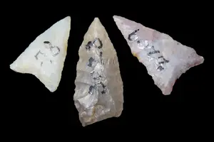 Lot of 3 Triangular Fresno Points, J.J. Currie Ranch, Randall Co., Texas, Palo Duro Canyon, Thomas Draw at Big Falls Sites
