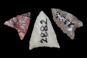 Lot of 3 Triangular Fresno Points, J.J. Currie Ranch, Randall Co., Texas, Palo Duro Canyon, Thomas Draw at Big Falls Sites