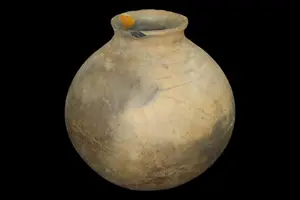 13 1/4" Tall x 11 1/2" Wide Southwestern Pot, Faint Black Paint Still Visible