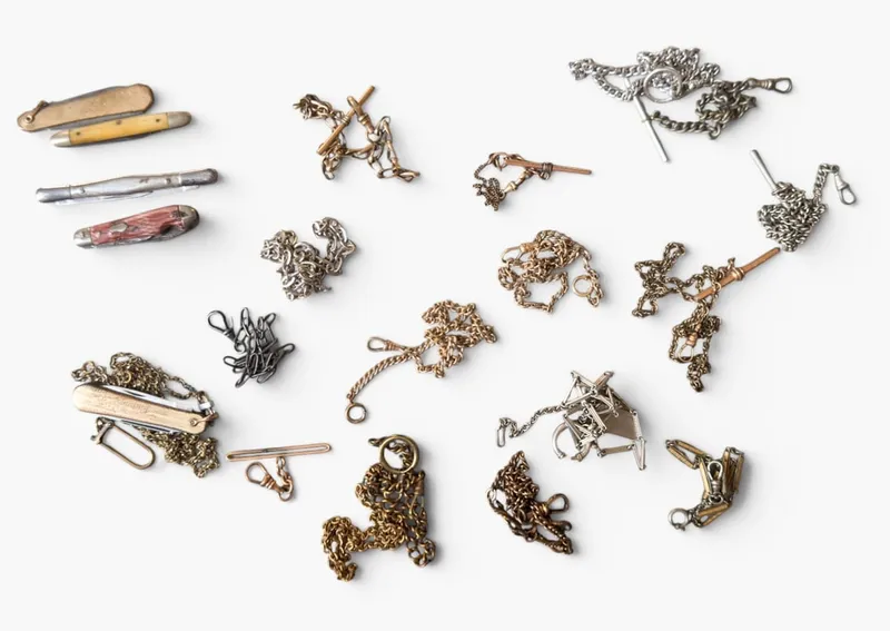 Group of Pocket Watch Chains and Knives from auction in West Chester, Pennsylvania — image 8