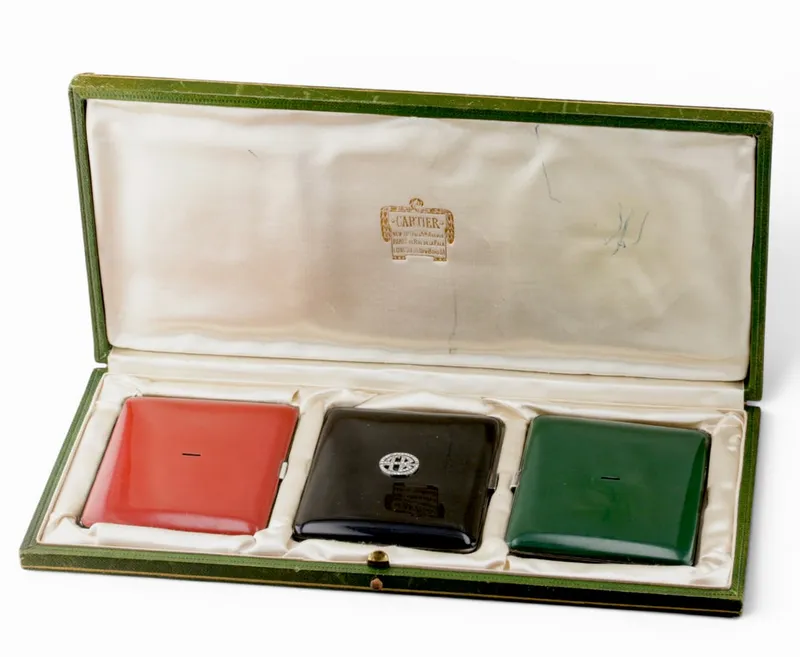 Set Of Cartier Art Deco Jeweled Gilt Silver Cigarette Cases from auction in West Chester, Pennsylvania — image 10