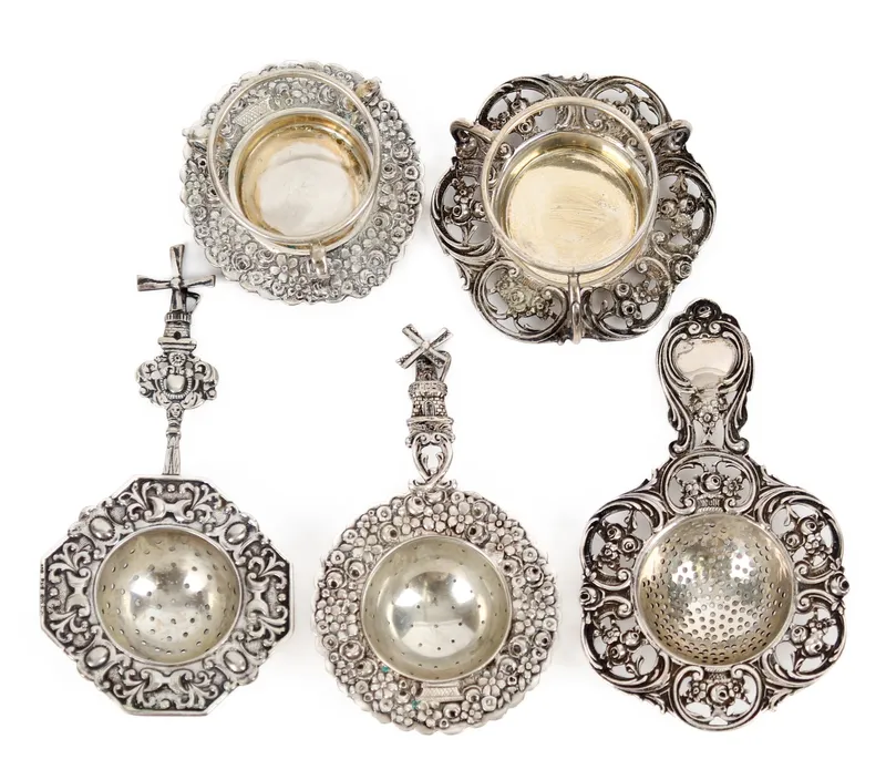 Three Dutch Silver Tea Strainers from auction in West Chester, Pennsylvania — image 13