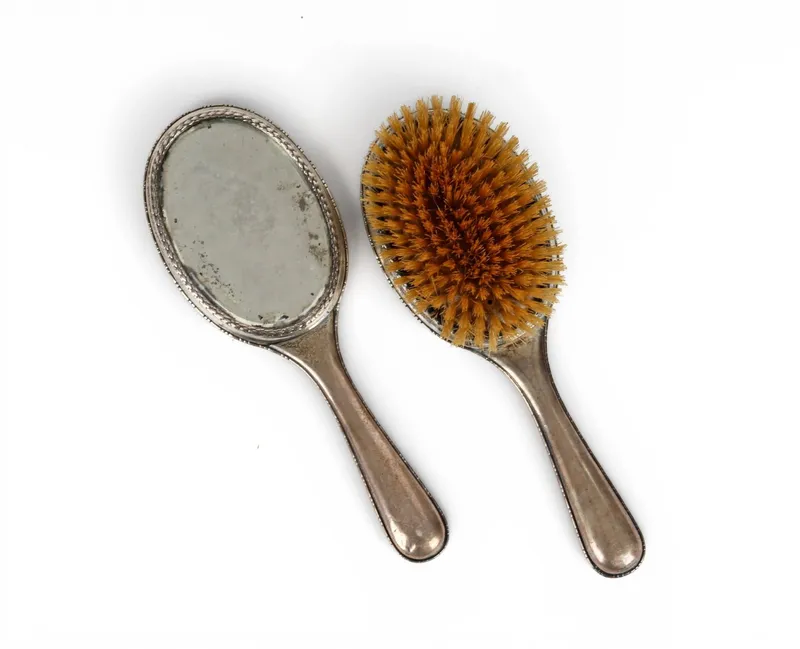 Joseph Marshak, Russian Silver Dresser Mirror and Brush from auction in West Chester, Pennsylvania — image 16