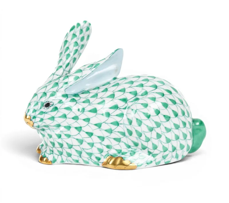 Herend Green Fishnet Lying Rabbit Porcelain Figurine from auction in West Chester, Pennsylvania — image 21