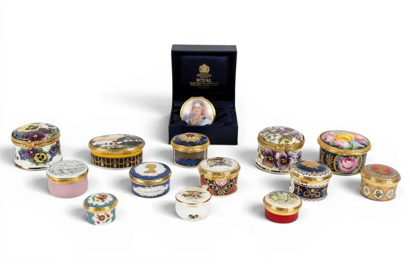 Collection of Porcelain and Enamel Trinket Boxes, Halcyon Days, Royal Worcester from auction in West Chester, Pennsylvania — image 34